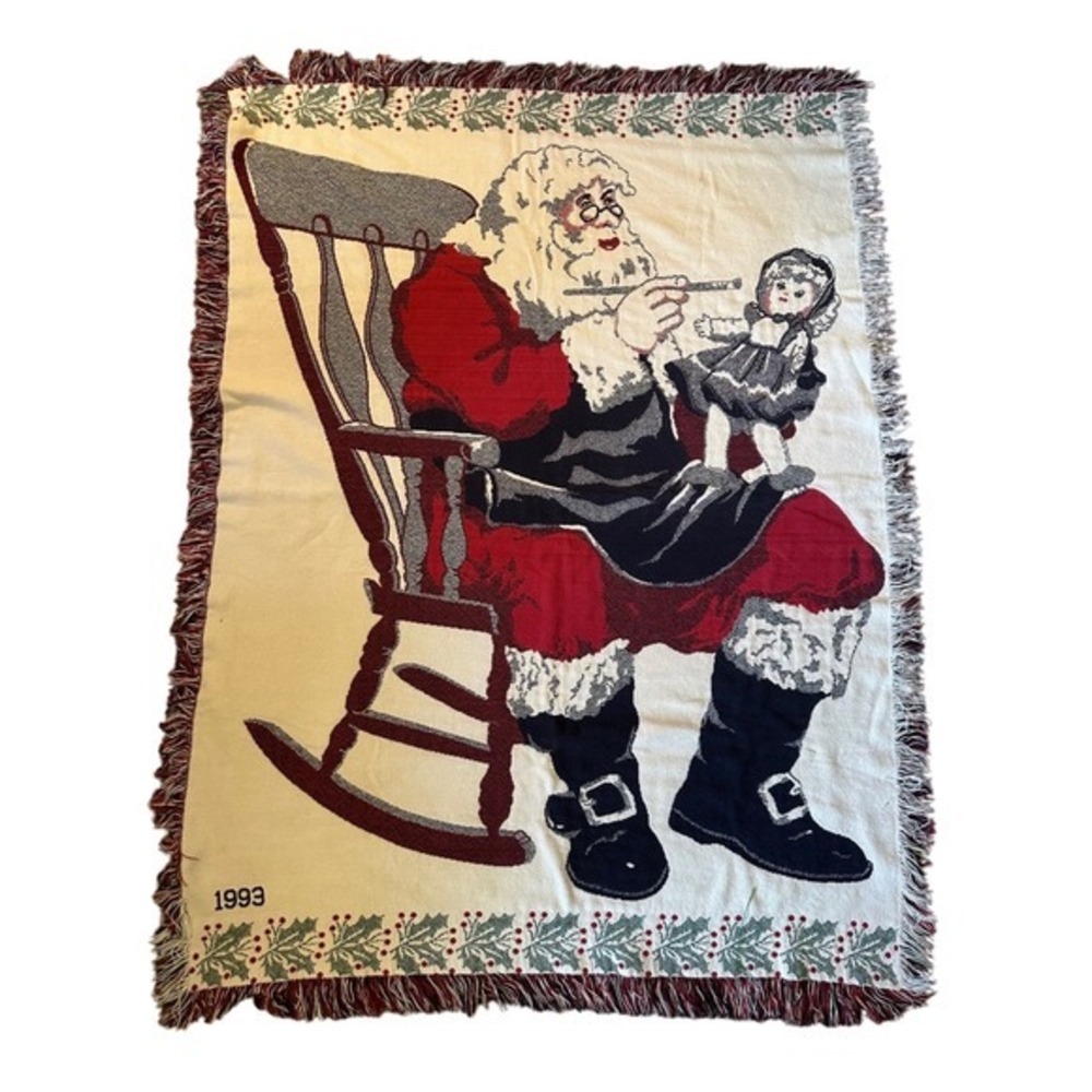 Vintage Santa/Christmas Tapestry Throw‎ Blanket. Cottge core